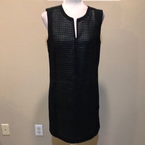 Worthington Faux Leather Front 3/4 Zip Sleeveless w/Pockets Sheath Dress-10